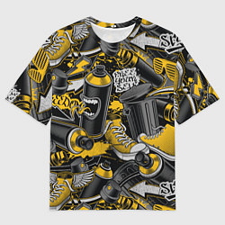 Футболка оверсайз мужская Кеды и граффити урбан стайл, цвет: 3D-принт