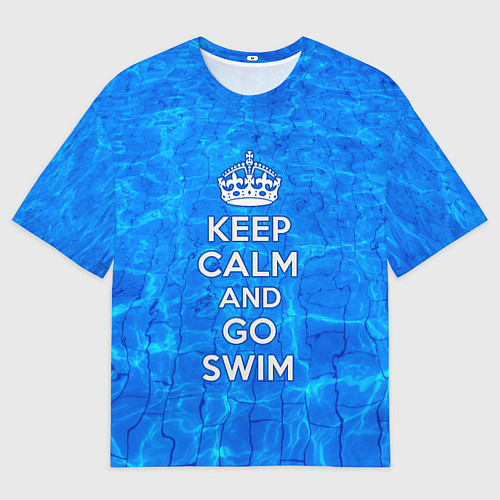 Мужская футболка оверсайз Будь спокоен и плавай / 3D-принт – фото 1