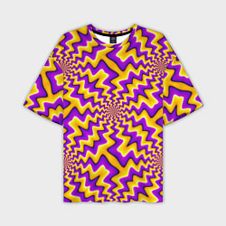 Мужская футболка оверсайз Желто-фиолетовая иллюзия вращения