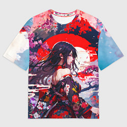Мужская футболка оверсайз Японская девушка от нейросети