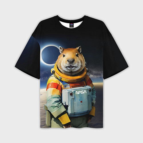 Мужская футболка оверсайз Capy astronaut - Nasa - neural network / 3D-принт – фото 1
