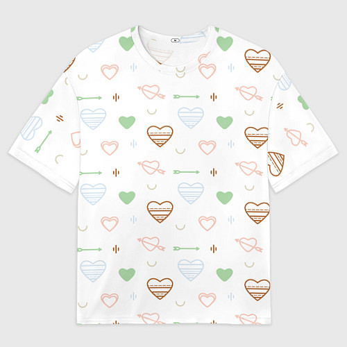 Мужская футболка оверсайз Cute hearts / 3D-принт – фото 1