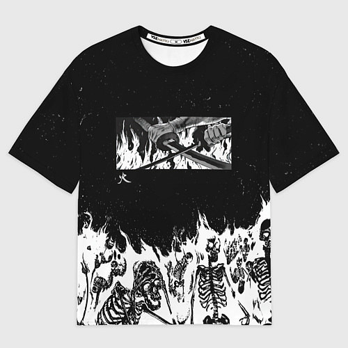 Мужская футболка оверсайз Блич - Скелеты в огне / 3D-принт – фото 1