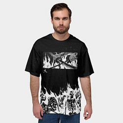 Футболка оверсайз мужская Блич - Скелеты в огне, цвет: 3D-принт — фото 2