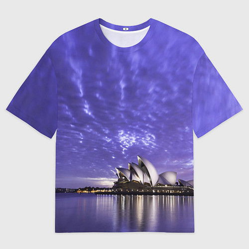 Мужская футболка оверсайз Сидней в фиолетовом в закате / 3D-принт – фото 1