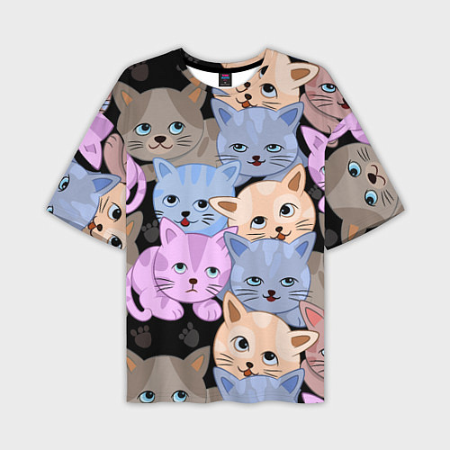 Мужская футболка оверсайз Cats party / 3D-принт – фото 1