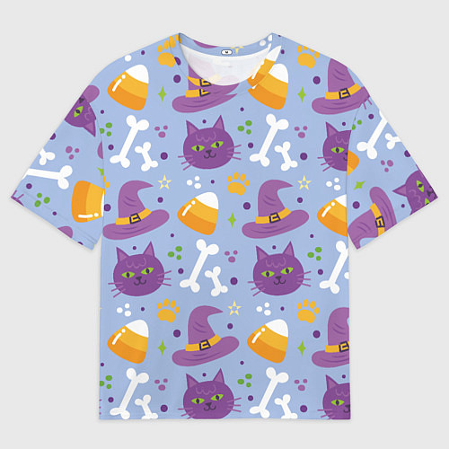 Мужская футболка оверсайз Кошачий хэллоуин / 3D-принт – фото 1