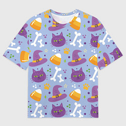 Мужская футболка оверсайз Кошачий хэллоуин
