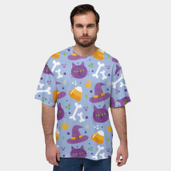 Футболка оверсайз мужская Кошачий хэллоуин, цвет: 3D-принт — фото 2