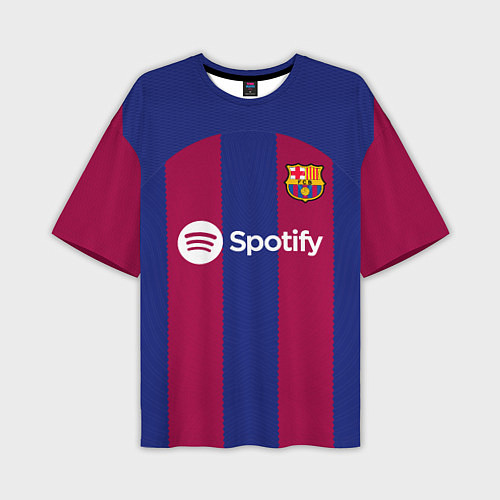 Мужская футболка оверсайз Лионель Месси Барселона форма 2324 домашняя / 3D-принт – фото 1
