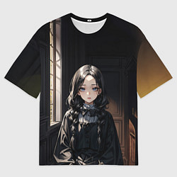 Мужская футболка оверсайз Готическая девушка в темной комнате