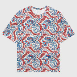 Мужская футболка оверсайз Русские узоры текстура