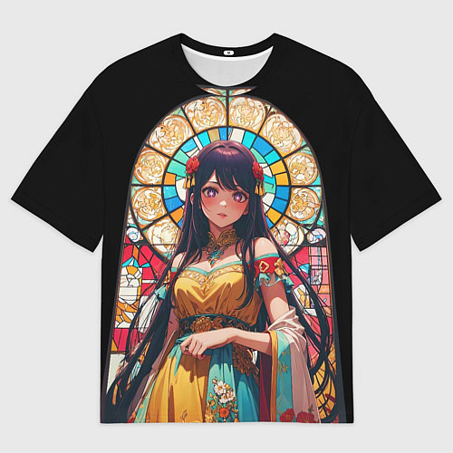 Мужская футболка оверсайз Ай айдол - звездное дитя - витраж / 3D-принт – фото 1