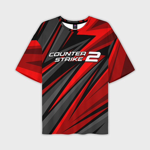 Мужская футболка оверсайз Counter strike 2 - красный спортивный / 3D-принт – фото 1
