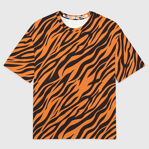 Мужская футболка оверсайз Полоски тигра - tiger / 3D-принт – фото 1