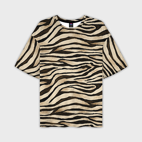 Мужская футболка оверсайз Шкура зебры и белого тигра / 3D-принт – фото 1