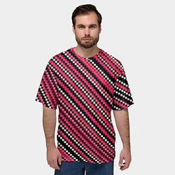 Футболка оверсайз мужская Полосы пиксели красный, цвет: 3D-принт — фото 2