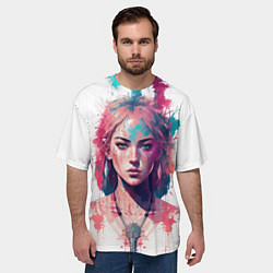 Футболка оверсайз мужская Девушка акварельные краски, цвет: 3D-принт — фото 2