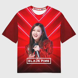 Мужская футболка оверсайз Rose Blackpink red