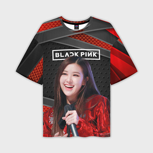 Мужская футболка оверсайз Rose Blackpink black red / 3D-принт – фото 1