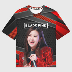 Футболка оверсайз мужская Rose Blackpink black red, цвет: 3D-принт