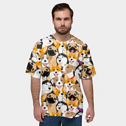 Футболка оверсайз мужская Хаски, Джек-рассел-терьер, Мопс, Корги, цвет: 3D-принт — фото 2