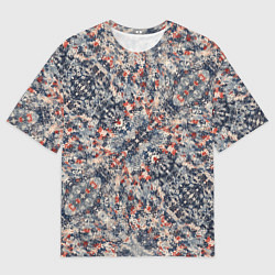 Футболка оверсайз мужская Сине-бело-красные иероглифы, цвет: 3D-принт