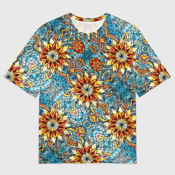 Мужская футболка оверсайз Витражная мозаика в стиле Арт Деко