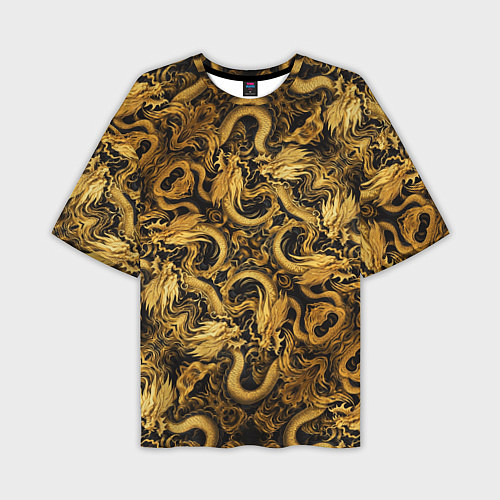 Мужская футболка оверсайз Золотые китайские драконы / 3D-принт – фото 1