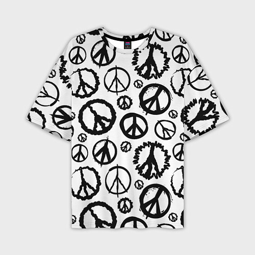 Мужская футболка оверсайз Many peace logo / 3D-принт – фото 1