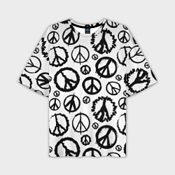 Мужская футболка оверсайз Many peace logo