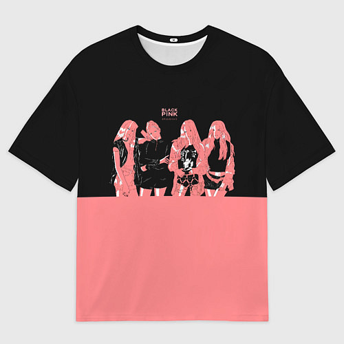 Мужская футболка оверсайз BLACK PINK на черно-розовом / 3D-принт – фото 1