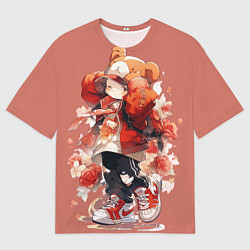 Футболка оверсайз мужская Милая аниме мишка, цвет: 3D-принт