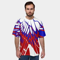 Футболка оверсайз мужская Лучи - белый синий красный - Хуф и Ся, цвет: 3D-принт — фото 2