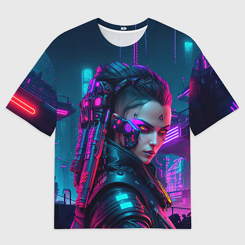 Мужская футболка оверсайз Девушка уличный боец / 3D-принт – фото 1