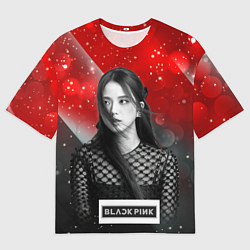 Мужская футболка оверсайз Jisoo black red background