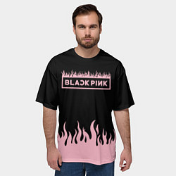 Футболка оверсайз мужская Blackpink - flames, цвет: 3D-принт — фото 2