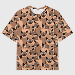Футболка оверсайз мужская Сиамские кошки с голубыми глазами, цвет: 3D-принт
