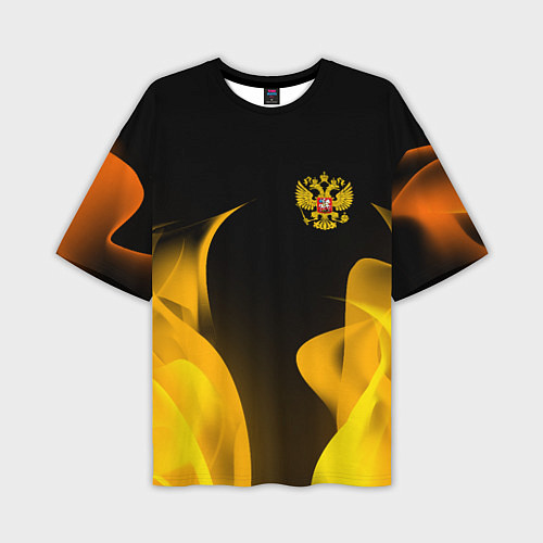 Мужская футболка оверсайз Russian style fire / 3D-принт – фото 1