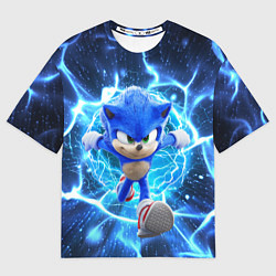 Мужская футболка оверсайз Sonic electric waves