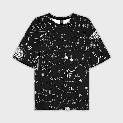 Мужская футболка оверсайз Химические формулы на чёрном / 3D-принт – фото 1