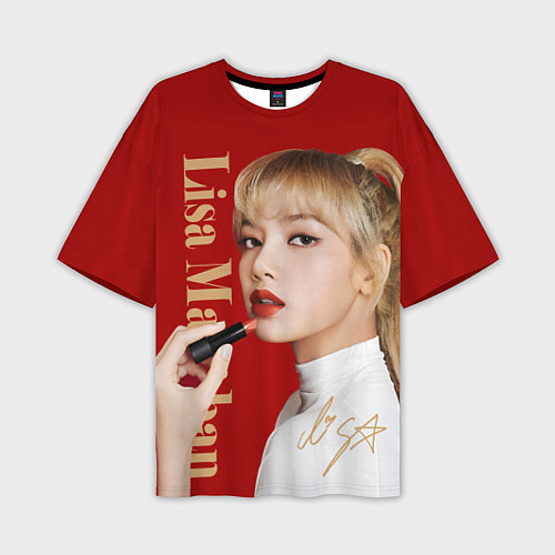 Мужская футболка оверсайз Blackpink Lisa paints lips / 3D-принт – фото 1