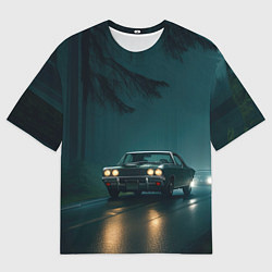 Мужская футболка оверсайз Дорога через сумеречный лес