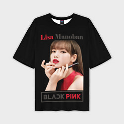 Мужская футболка оверсайз Blackpink Lisa paints lips