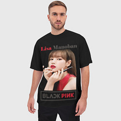 Футболка оверсайз мужская Blackpink Lisa paints lips, цвет: 3D-принт — фото 2