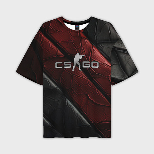 Мужская футболка оверсайз CS GO dark red texture / 3D-принт – фото 1