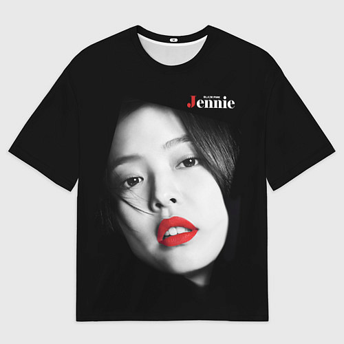 Мужская футболка оверсайз Blackpink Jennie Red lips / 3D-принт – фото 1