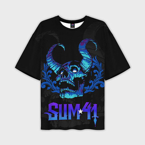 Мужская футболка оверсайз Sum41 horns skull / 3D-принт – фото 1