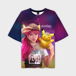 Мужская футболка оверсайз Jisoo and Pikachu