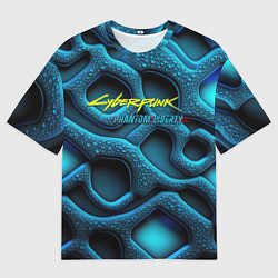 Мужская футболка оверсайз Cyberpunk 2077 phantom liberty blue abstract